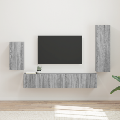 TV Cabinet Set Wall-mounted 4 pcs Grey Sonoma Engineered Wood