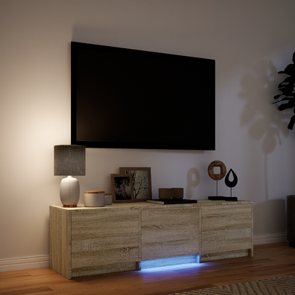 TV Cabinet with LED Sonoma Oak 140 x 34 x 40 cm Engineered Wood