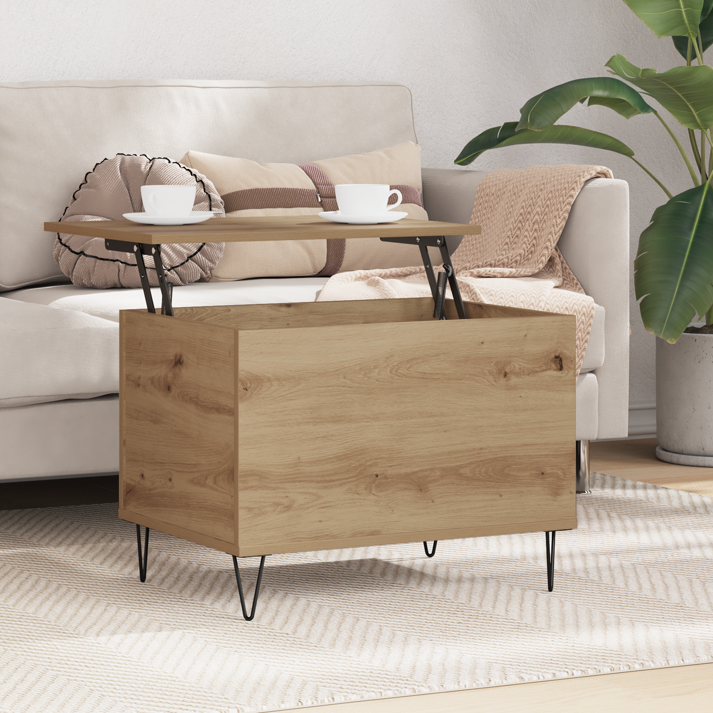 Coffee Table Artisan Oak 60 x 44.5 x 45 cm Engineered Wood