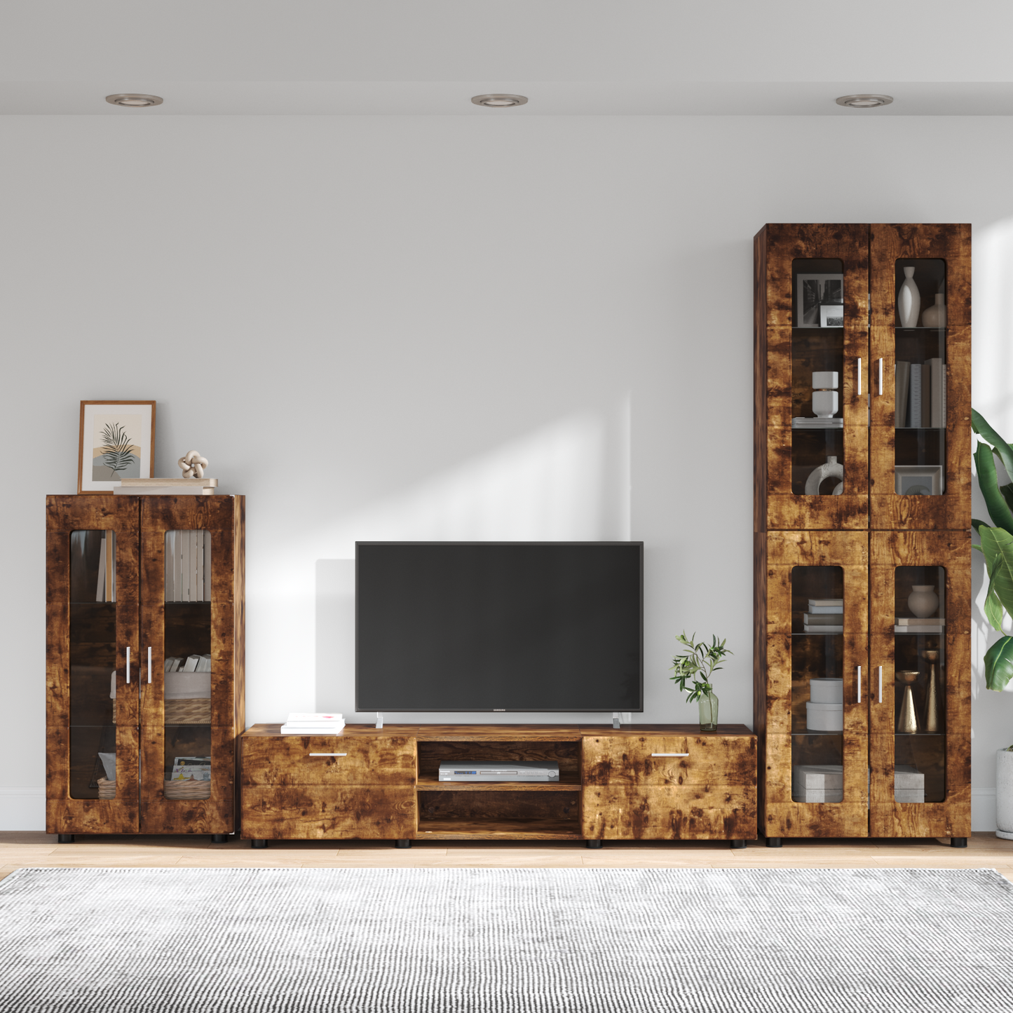 TV Cabinet Set FLORIN 3 pcs Smoked Oak Engineered Wood