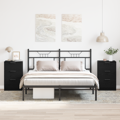 Bedside Cabinet 2 pcs Black Oak 40 x 65 x 65 cm Engineered Wood