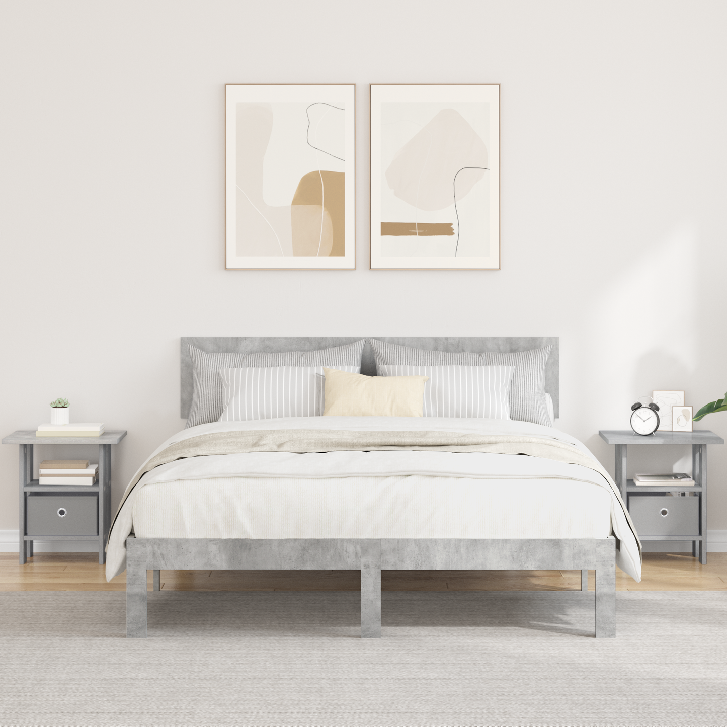 Bedside Table with Drawer 2 pcs Concrete Grey 41 x 40 x 45 cm