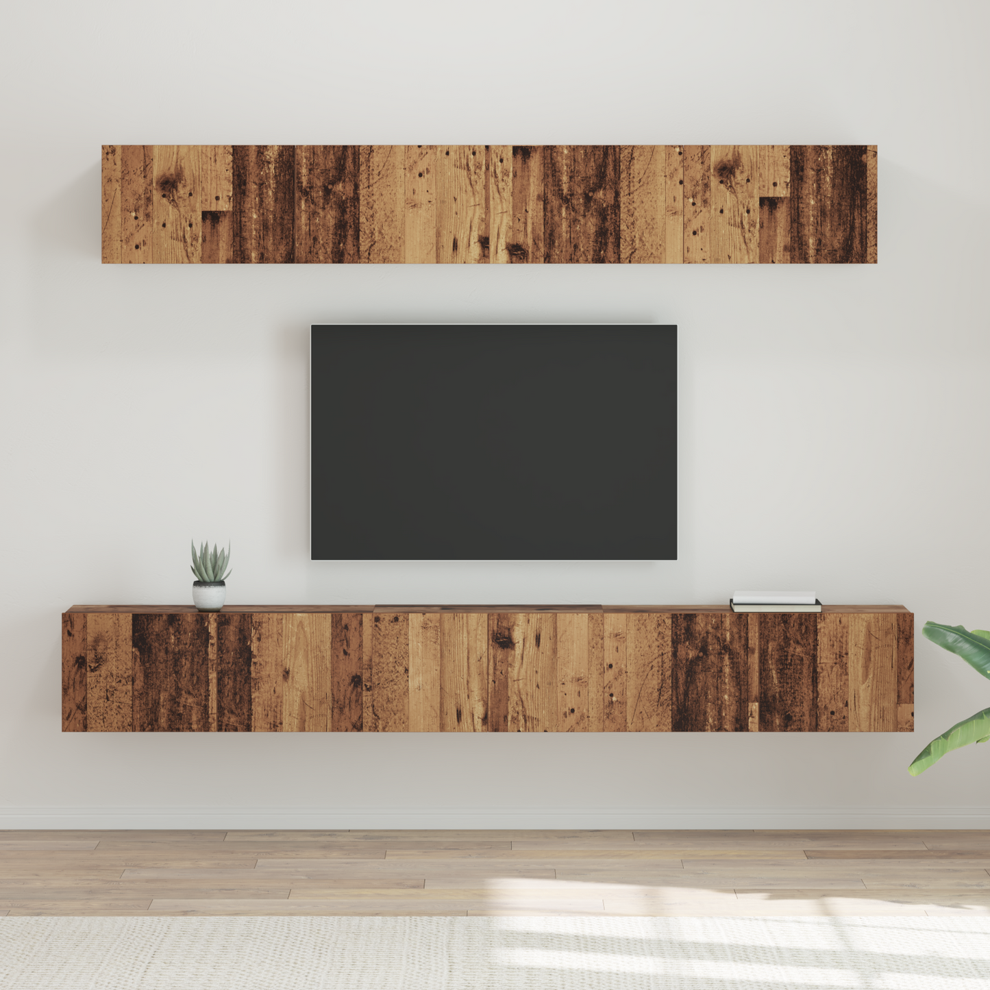 TV Cabinet Set Wall-mounted 5 pcs Old Wood Engineered Wood