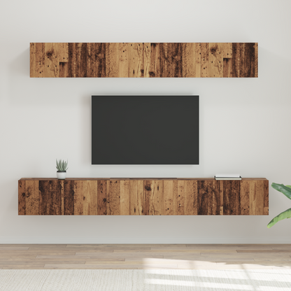 TV Cabinet Set Wall-mounted 5 pcs Old Wood Engineered Wood
