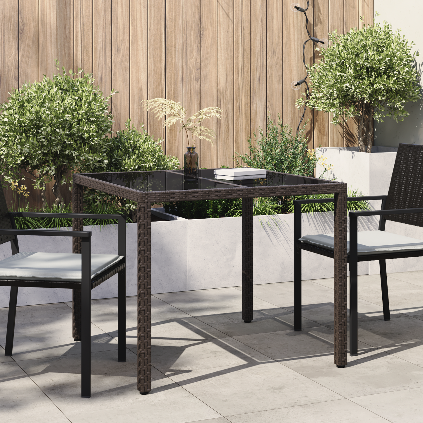 Garden Table Brown 90 x 90 x 75 cm Poly Rattan