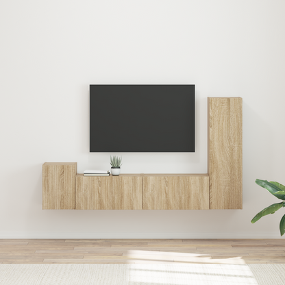 TV Cabinet Set Wall-mounted 4 pcs Sonoma Oak Engineered Wood