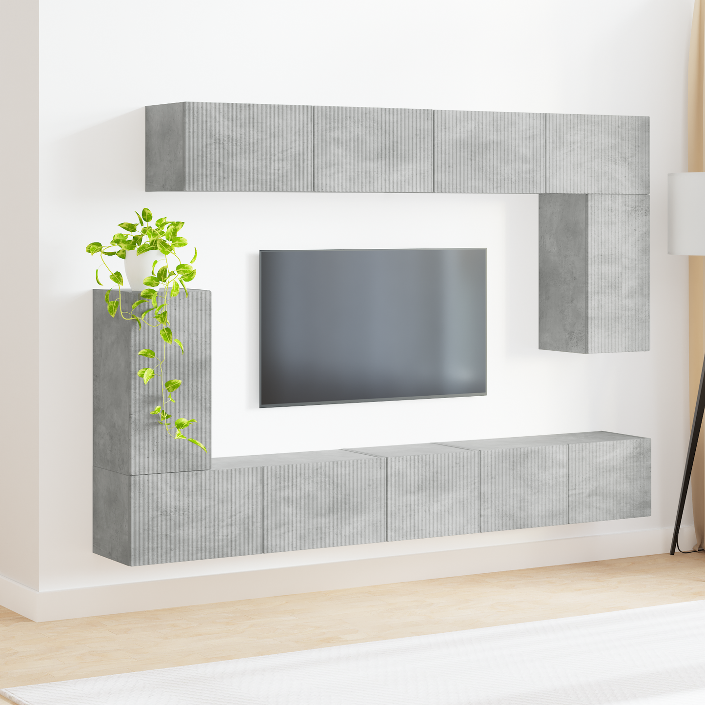 TV Cabinet Set Wall-mounted 5 pcs Concrete Grey Engineered Wood