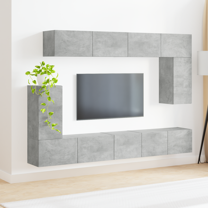 TV Cabinet Set Wall-mounted 5 pcs Concrete Grey Engineered Wood