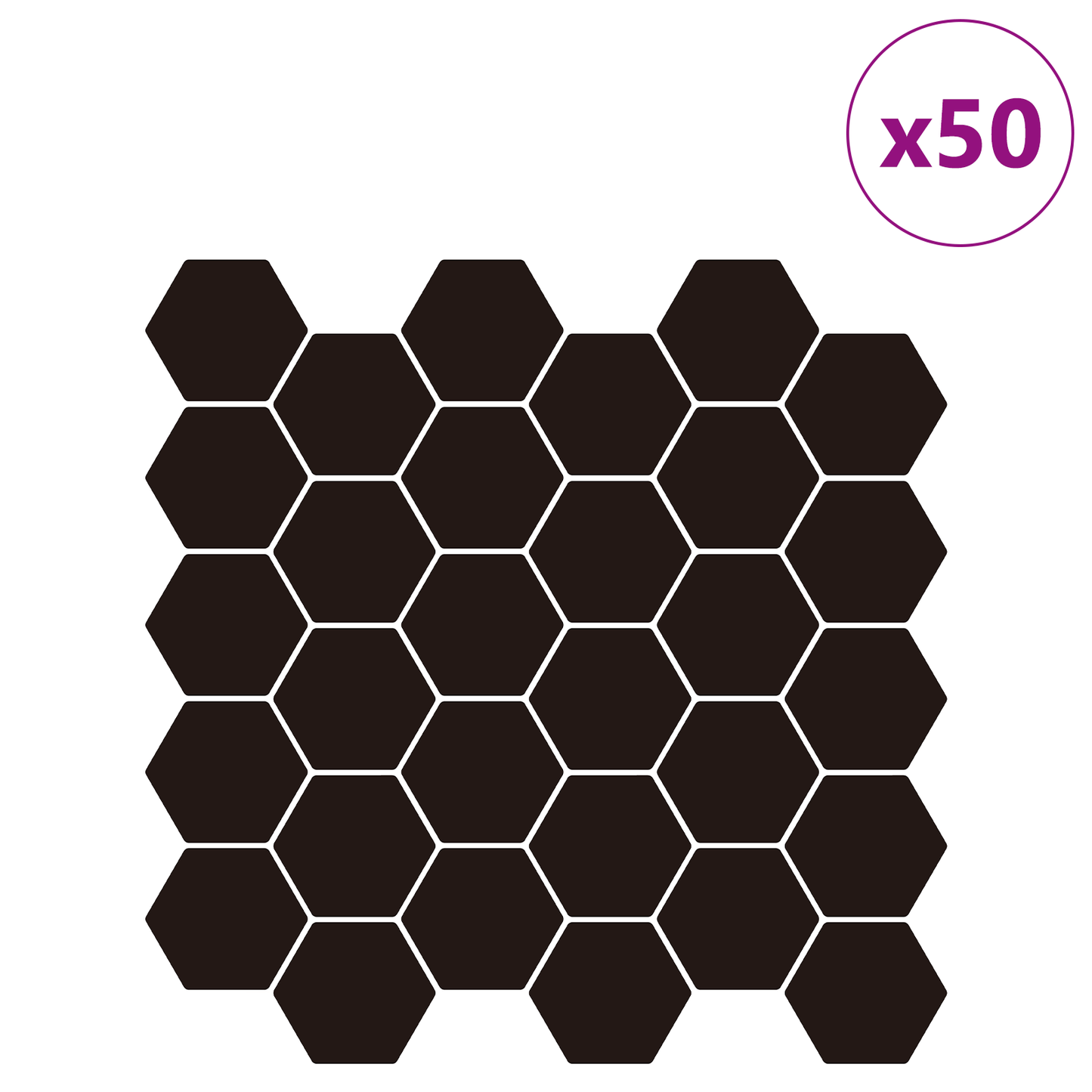 Hexagon Tile 50 pcs Black 30 x 30 cm Polyurethane and PET