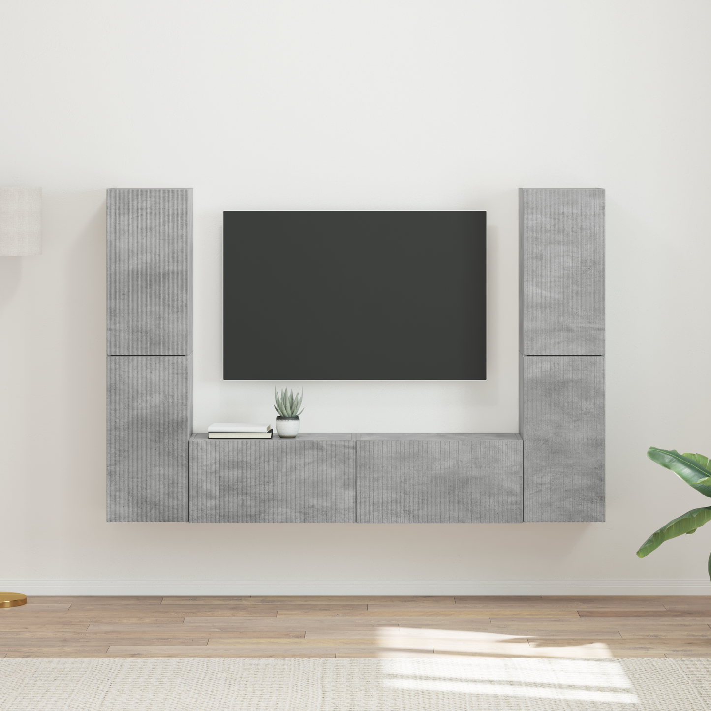 TV Cabinet Set 6 pcs Concrete Grey Engineered Wood