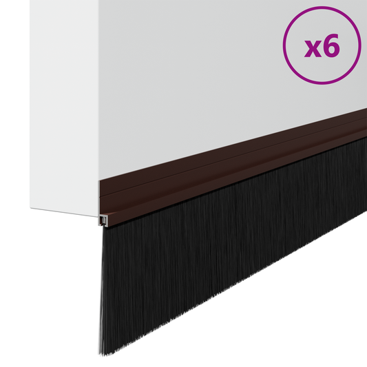 Self-adhesive Door Brush Seals 6 pcs Brown 100 cm
