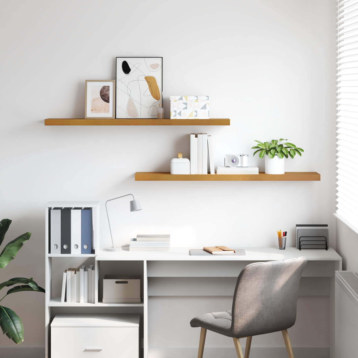 Wall Shelf 2 pcs Beige 120 x 23.5 x 4 cm Engineered Wood