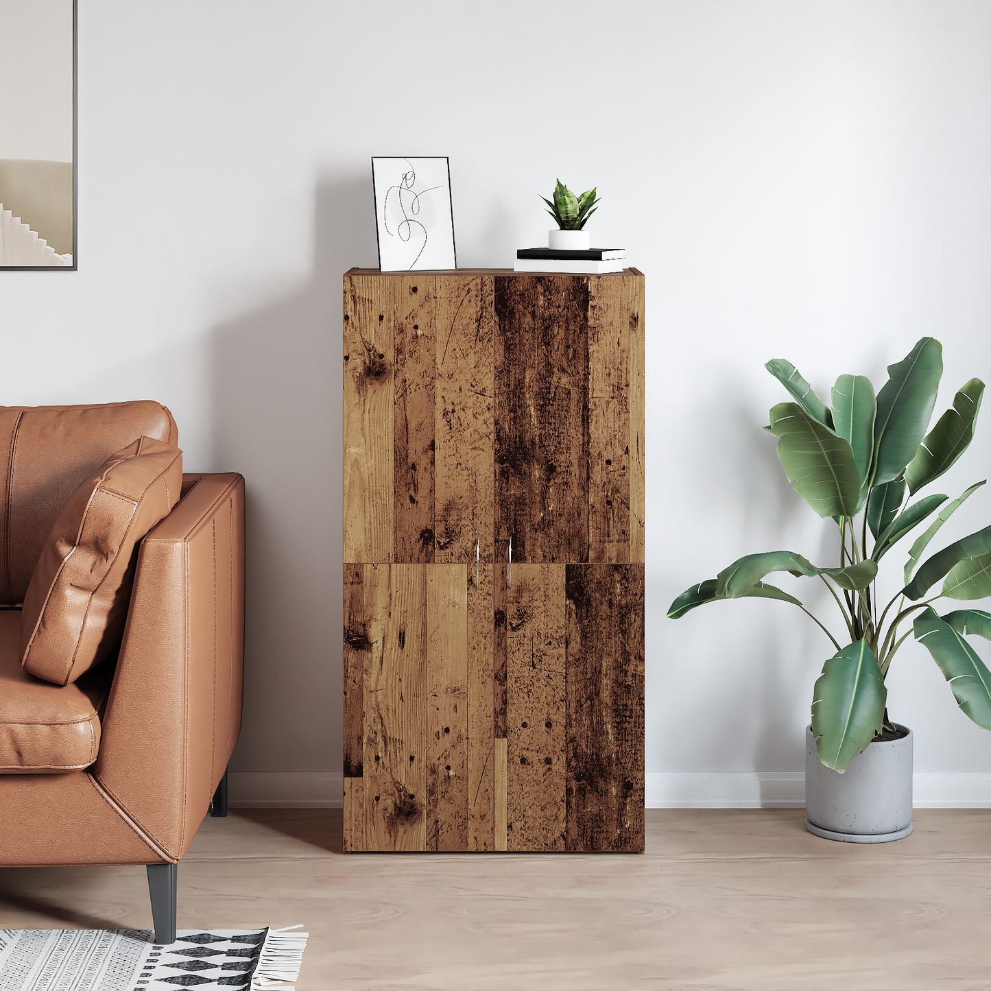 Office Cabinet Old Wood 60 x 32 x 115 cm Engineered Wood