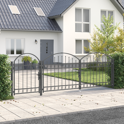 Garden Fence Gate with Arched Top Assen Grey 4 x 1.25 m Steel