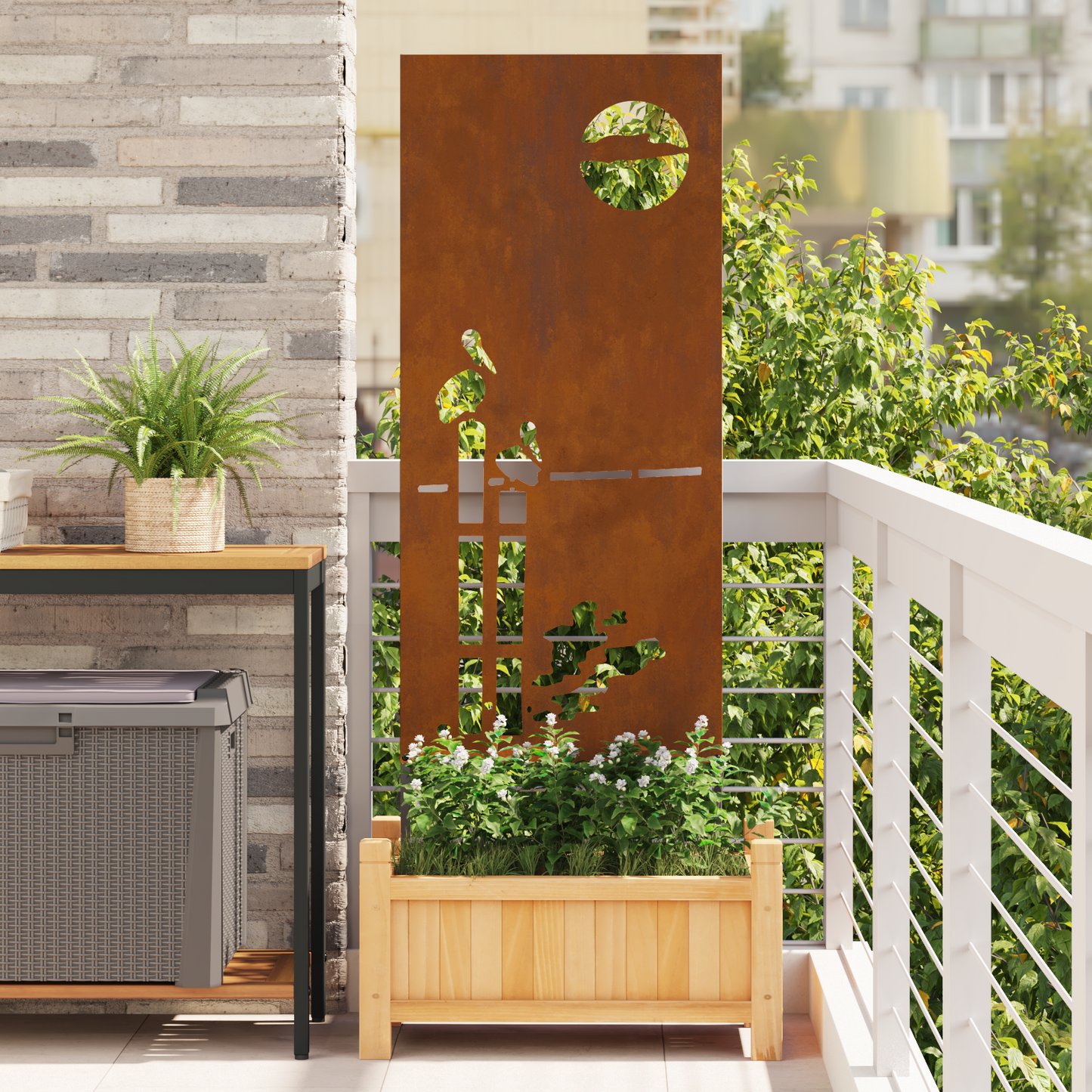 Garden Privacy Screen Rusty 50 x 140 cm Weathering steel