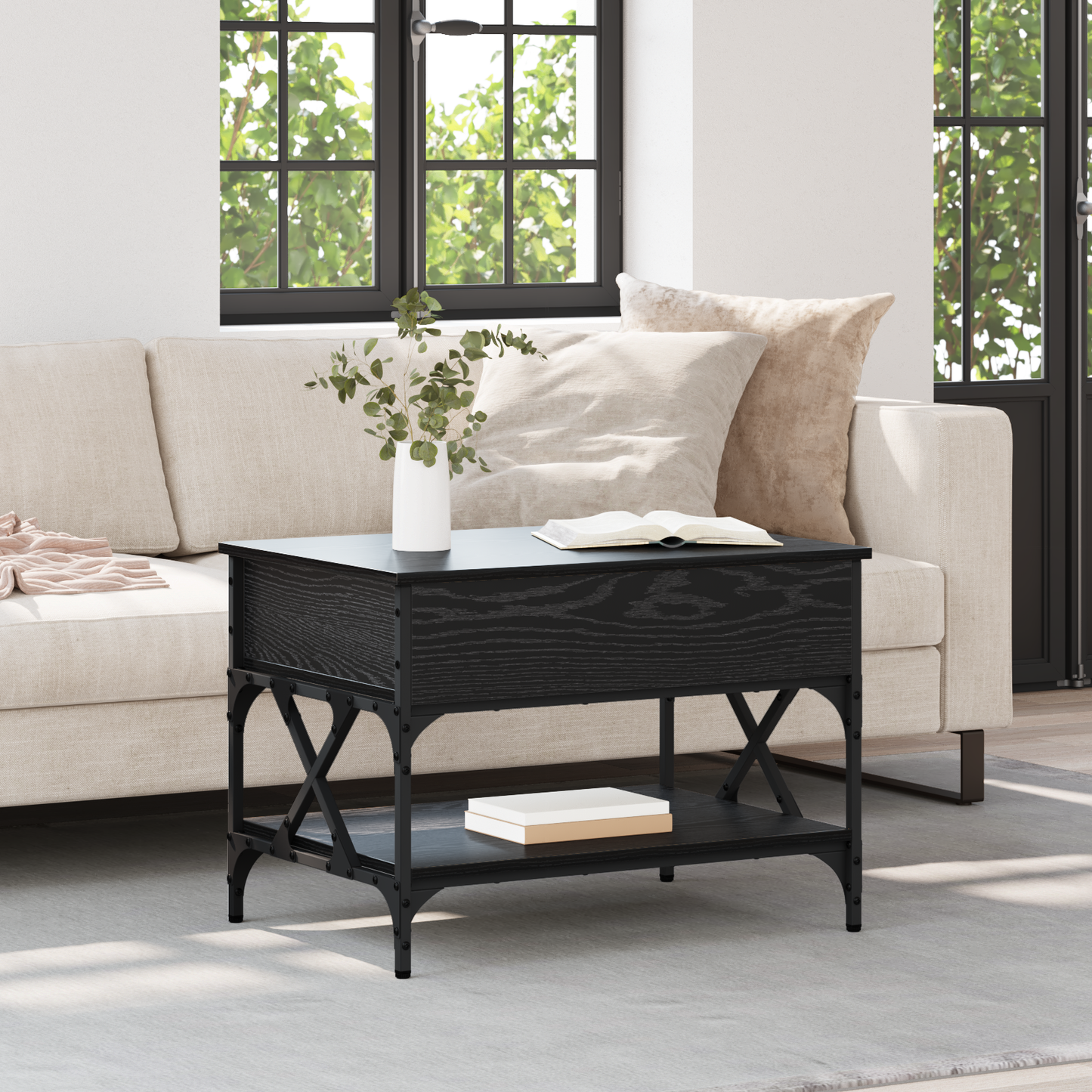 Coffee Table Black Oak 70 x 50 x 50 cm Engineered Wood