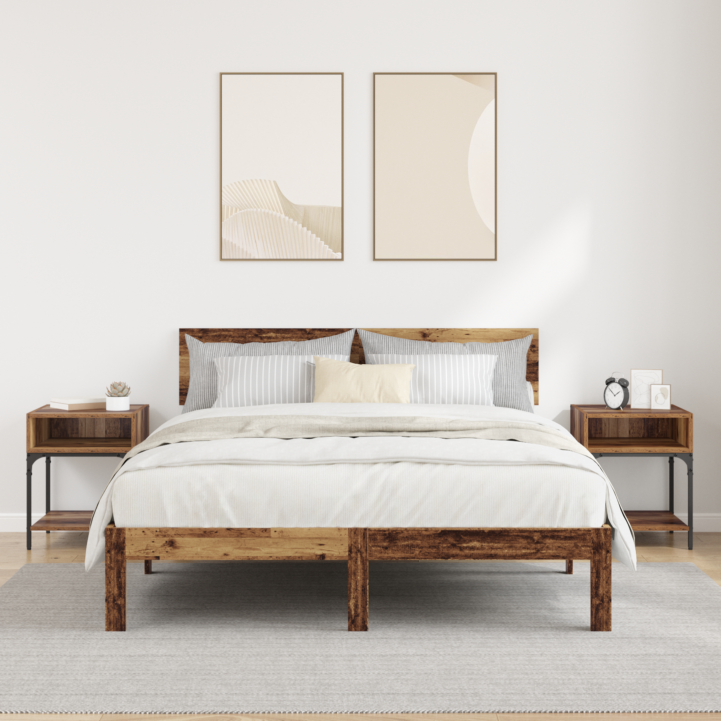 Bedside Table 2 pcs Old Wood 40 x 40 x 50 cm Engineered Wood