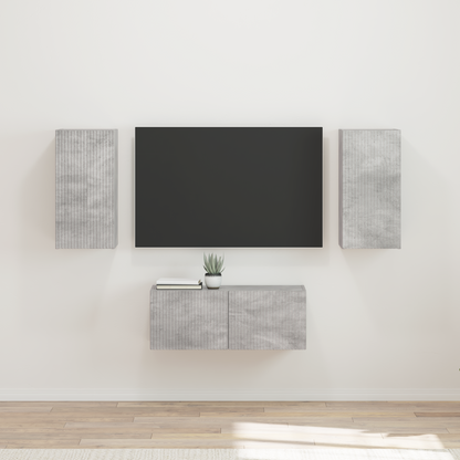 TV Cabinet Set Wall-mounted 6 pcs Concrete Grey Engineered Wood