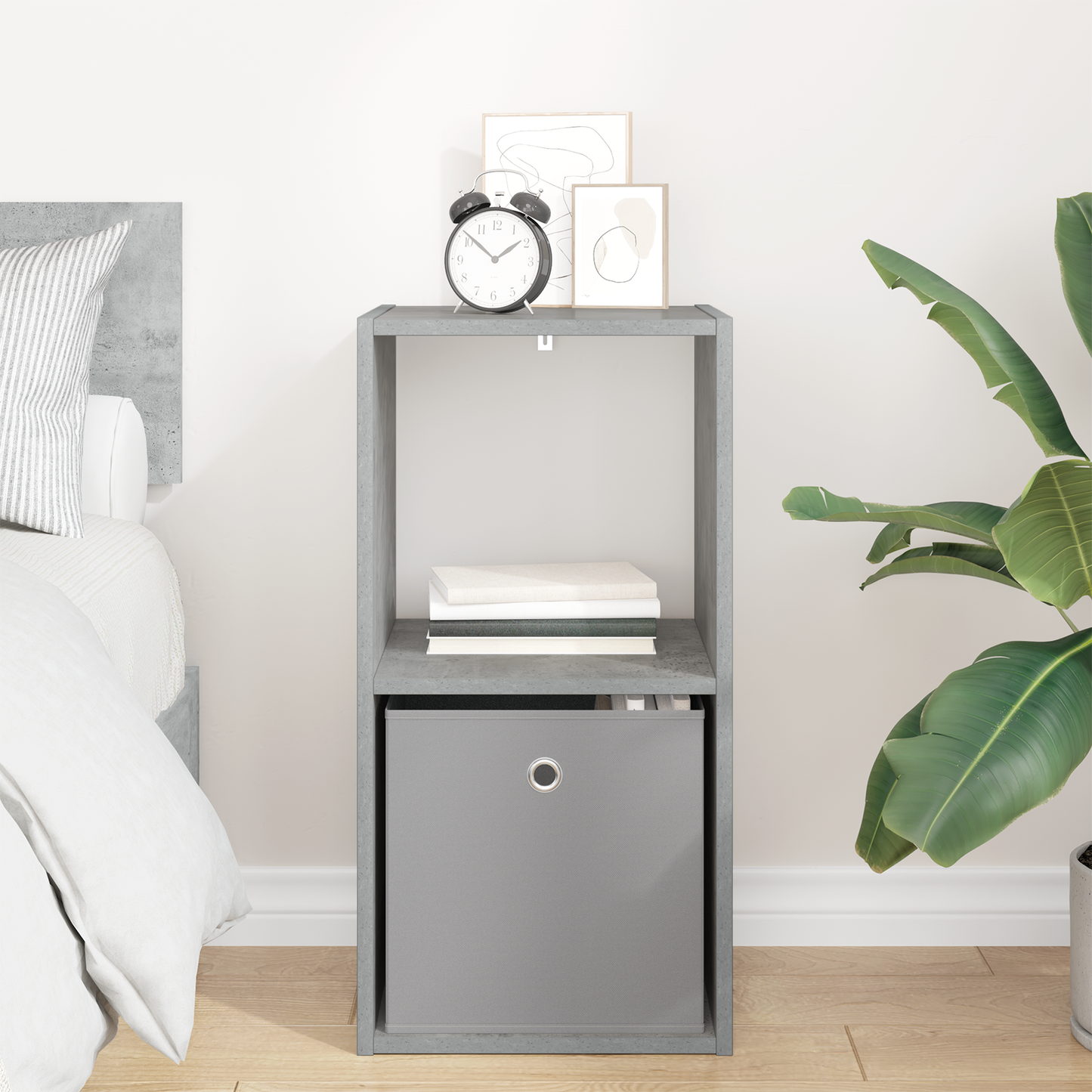 Bedside Table Concrete Grey 35 x 32 x 68.5 cm Engineered Wood