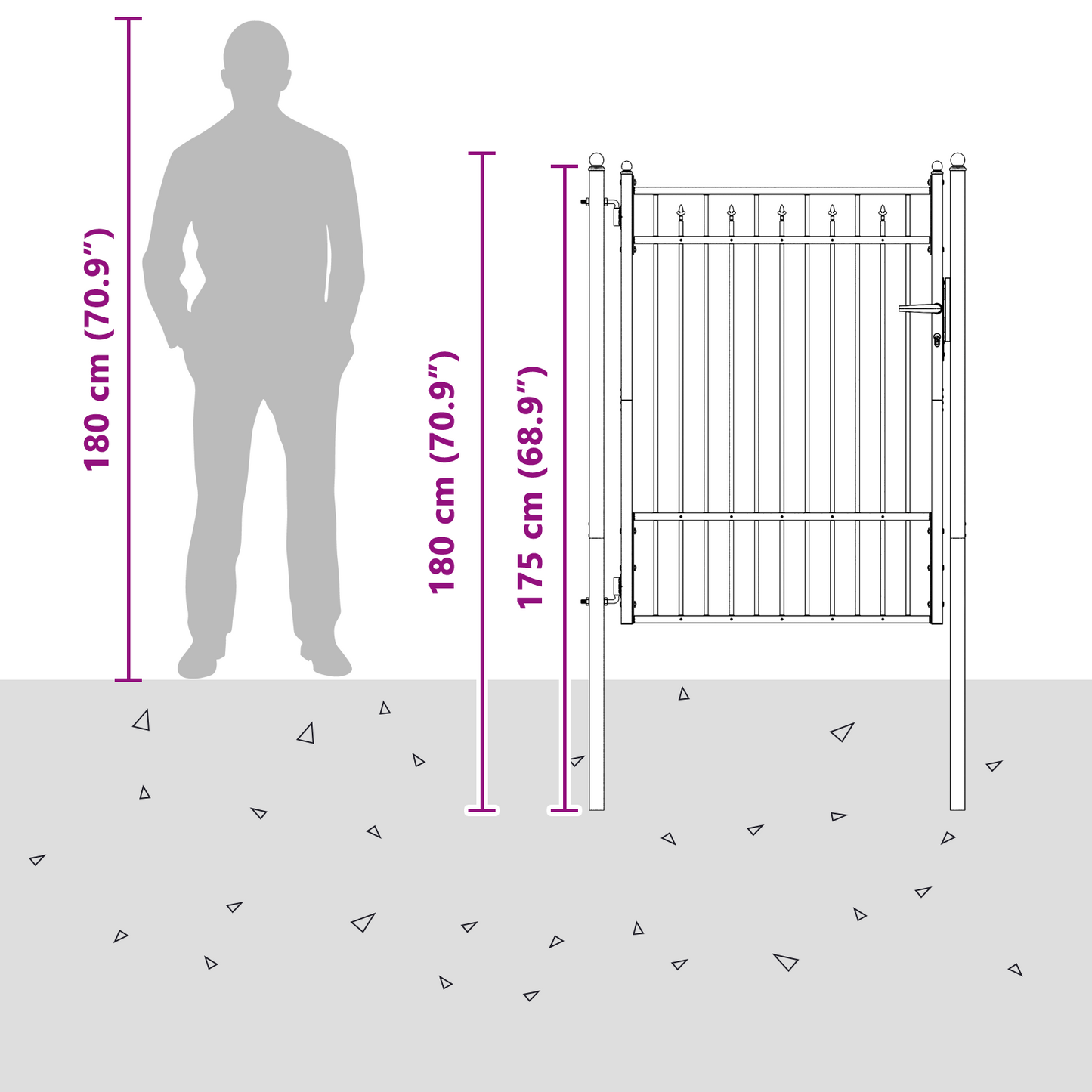 Fence Gate HORST 100 x 125 cm Metal Black Lockable