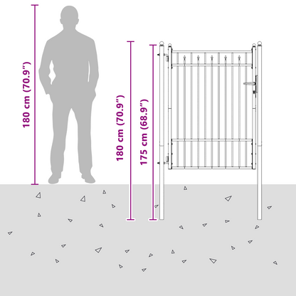 Fence Gate HORST 100 x 125 cm Metal Black Lockable