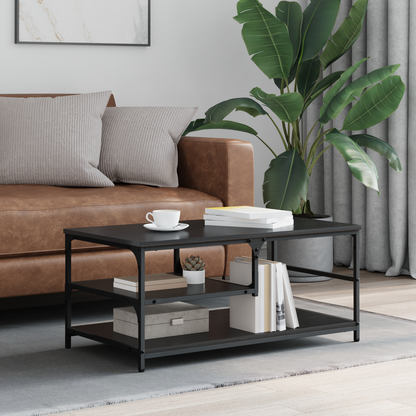 Coffee Table Black Oak 90 x 49 x 40 cm Engineered Wood