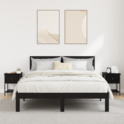 Bedside Table 2 pcs Black Oak 34 x 35.5 x 45 cm Engineered Wood