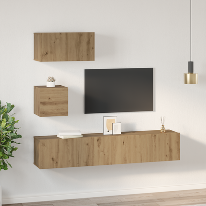 TV Cabinet Set Wall-mounted 3 pcs Artisan Oak Engineered Wood