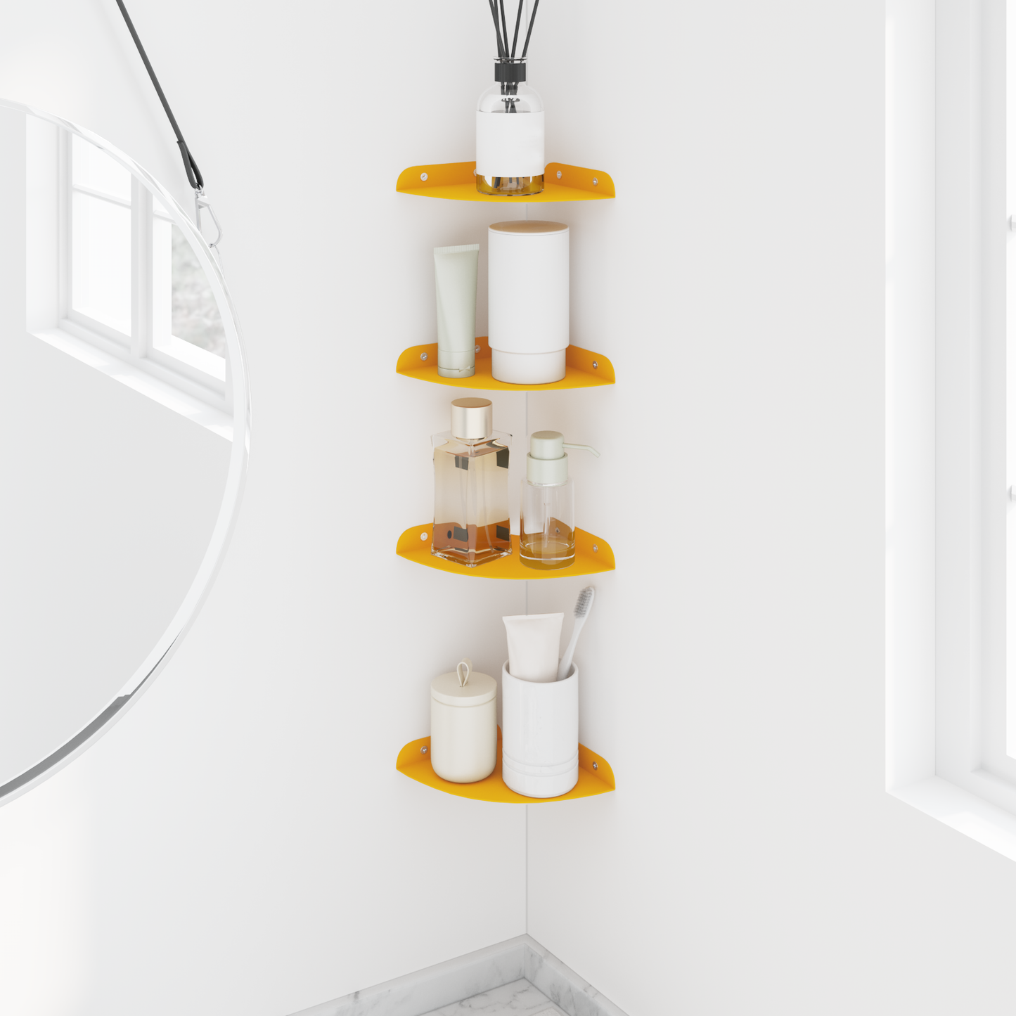Floating Shelf with Shelf 4 pcs Mustard Yellow 15 x 15 x 2 cm