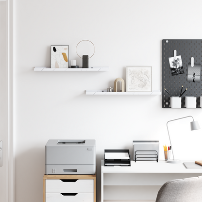 Wall Shelf 2 pcs White Marble 60 x 9 x 3 cm Engineered Wood