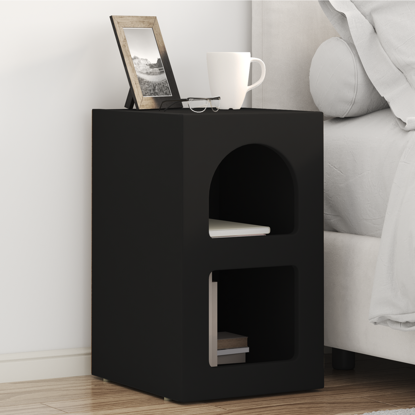 Bedside Table ELST Black 29.5 x 33.5 x 50 cm Engineered Wood