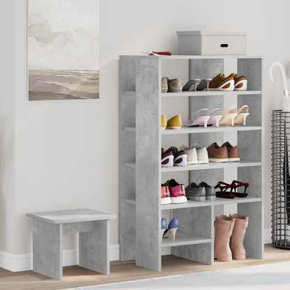 Shoe Cabinet with Shelf 2 pcs Concrete Grey Engineered Wood