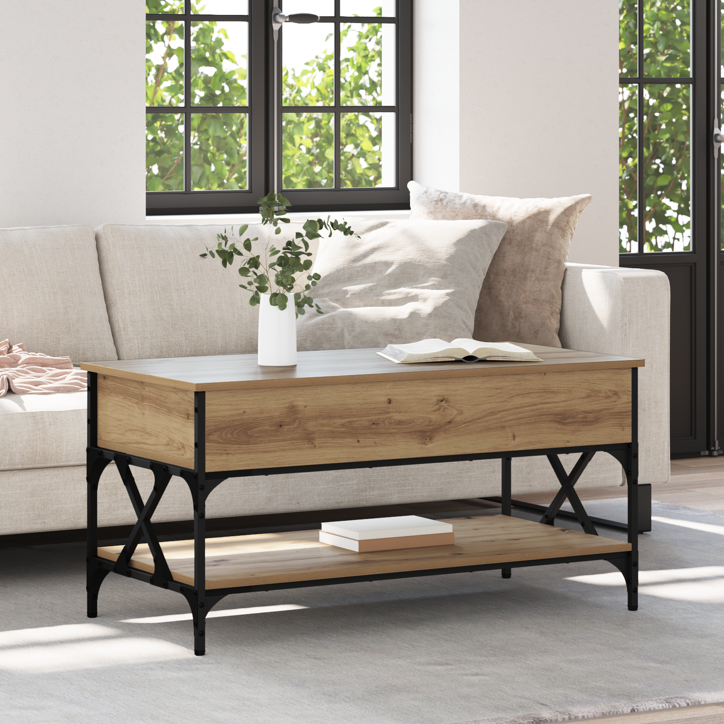 Coffee Table Artisan Oak 100 x 50 x 50 cm Engineered Wood