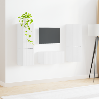 TV Cabinet Set 5 pcs High Gloss White Engineered Wood