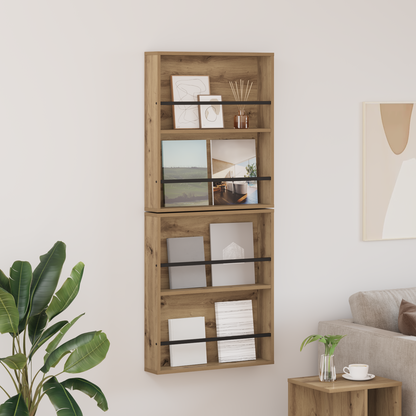 Magazine Rack 2 pcs Artisan Oak 60 x 12 x 70 cm Engineered Wood