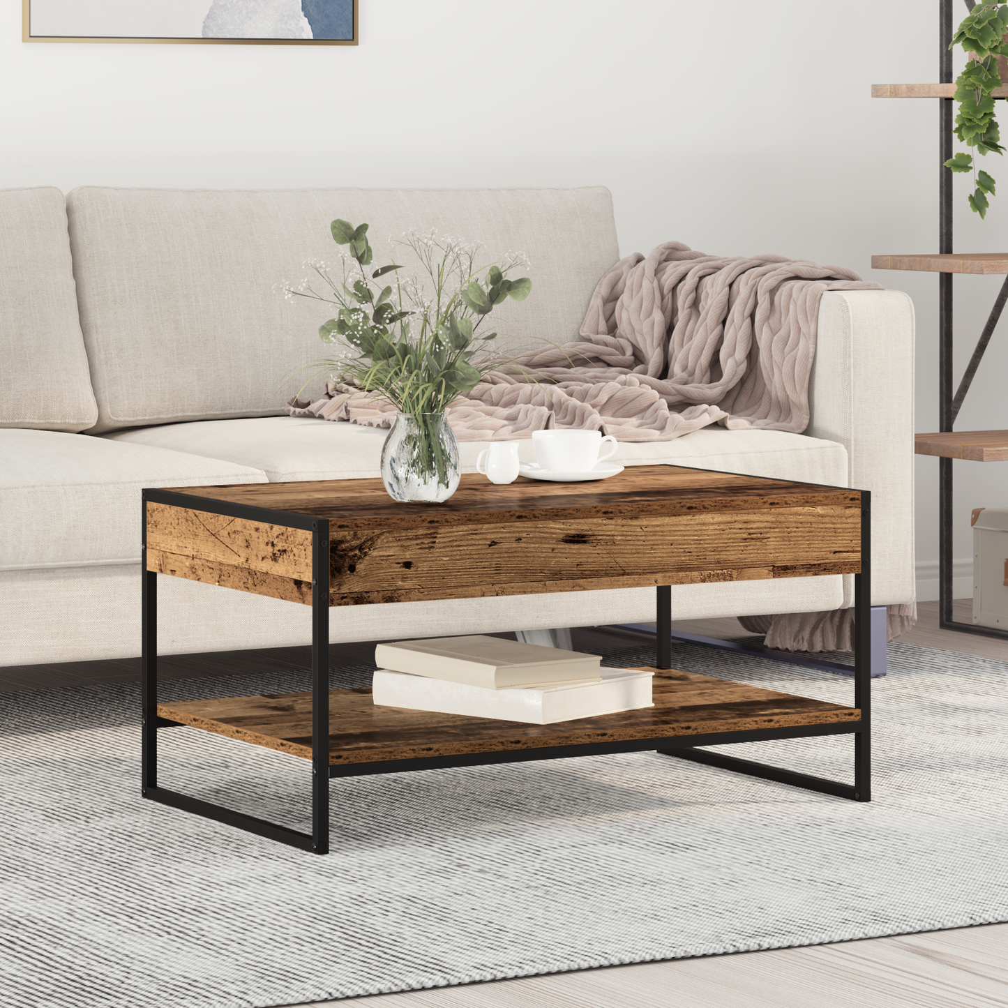 Coffee Table Old Wood 80 x 50 x 40 cm Engineered Wood