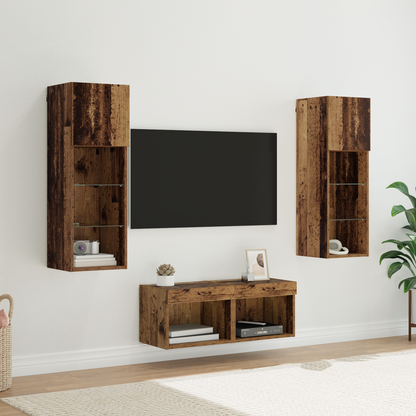 TV Wall Cabinets Wall-mounted 4 pcs Artisan Oak Engineered Wood