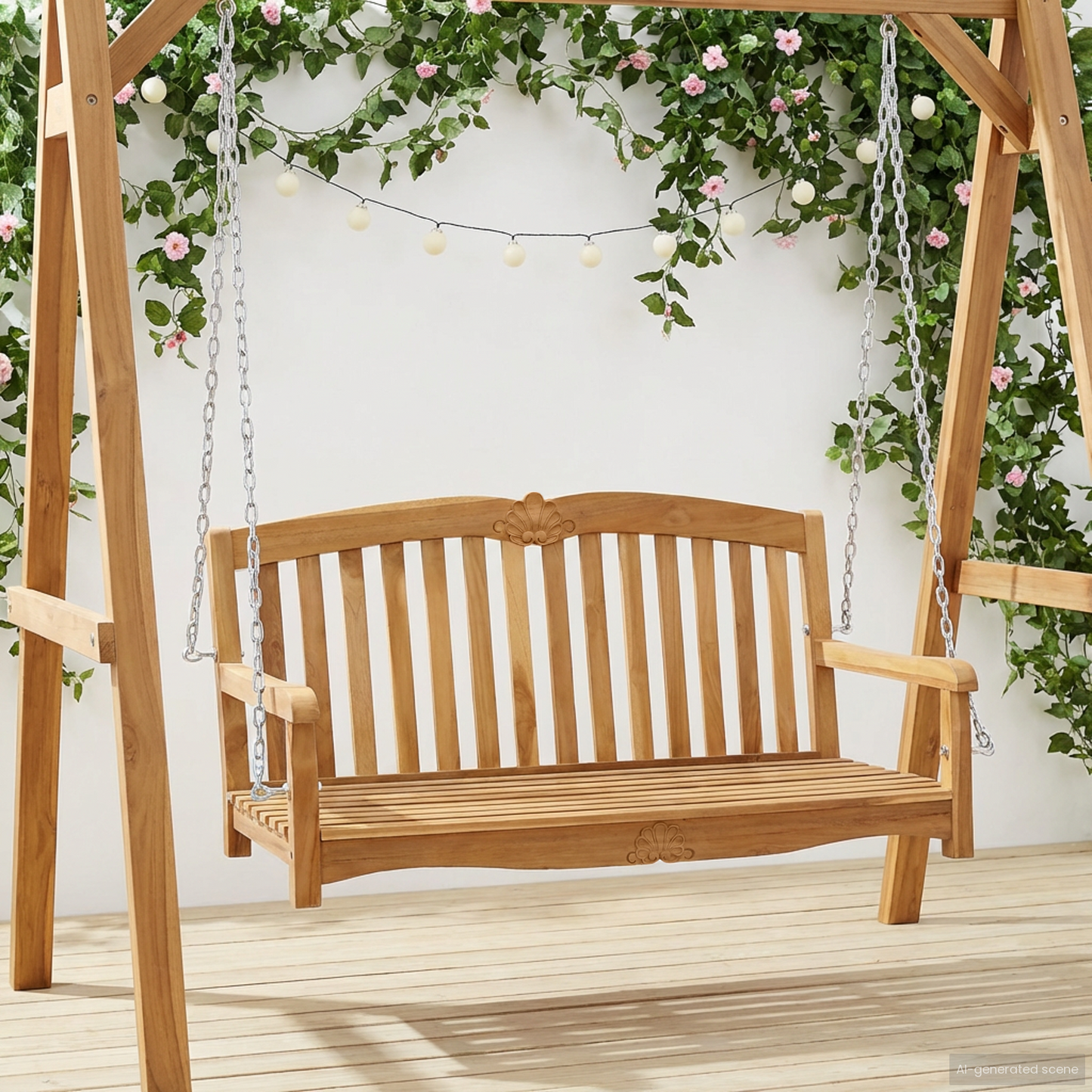 Swing Bench 114 x 60 x 60.5 cm Solid Teak Wood Natural