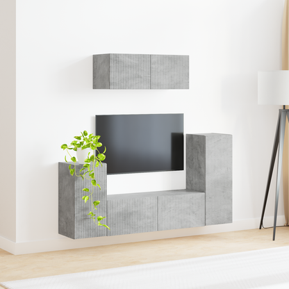 TV Cabinet Set 4 pcs Concrete Grey Engineered Wood