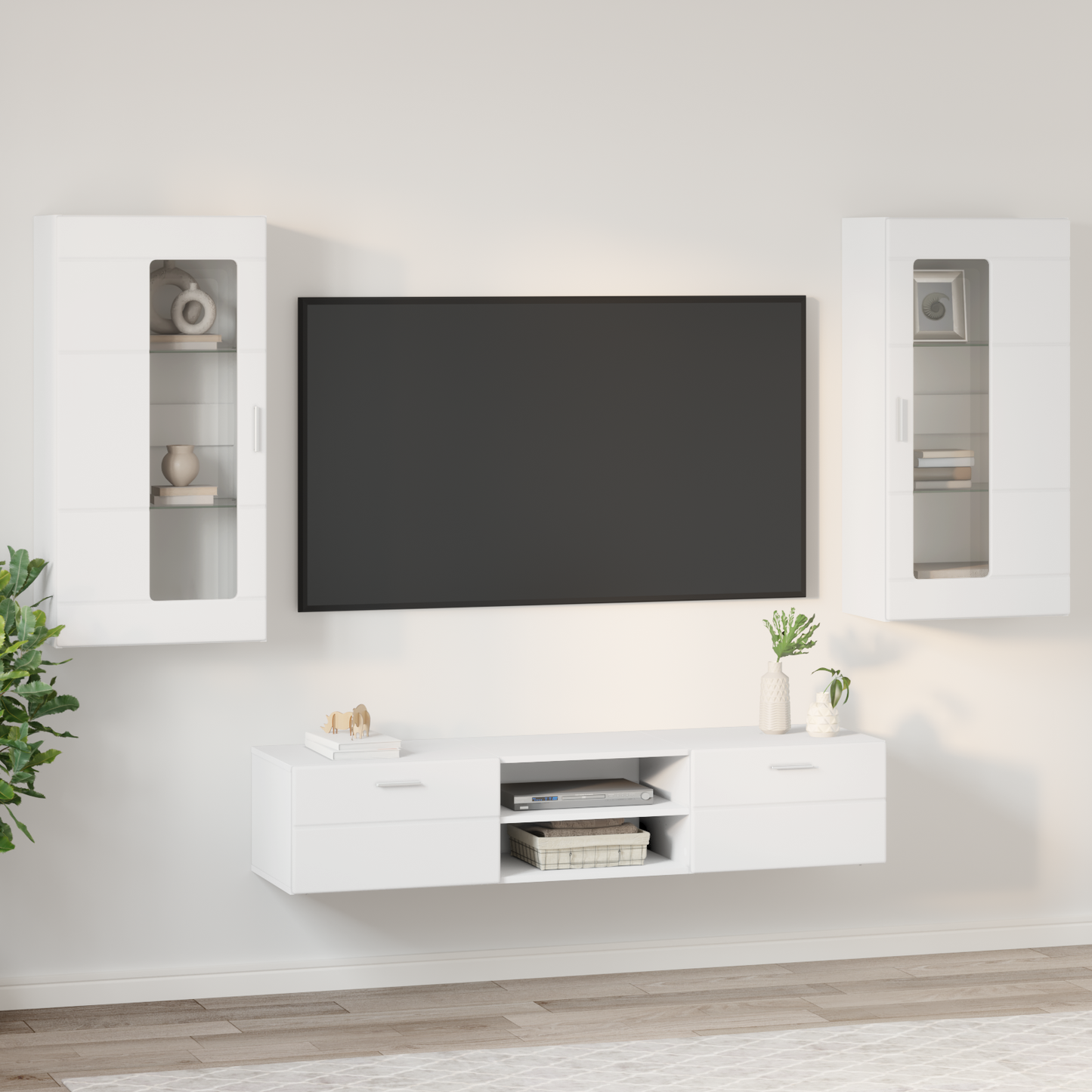 TV Cabinet Set with Drawer FLORIN 3 pcs White Engineered Wood
