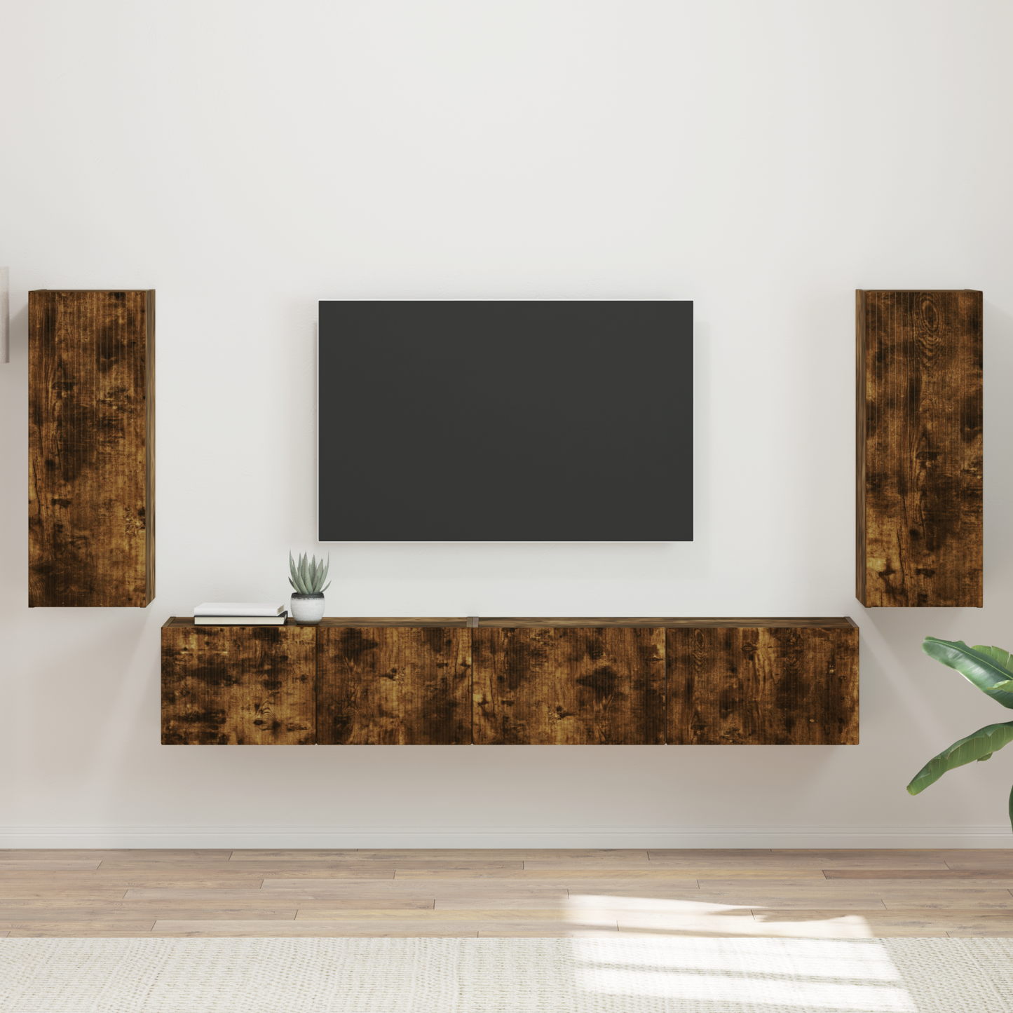 TV Cabinet Set 4 pcs Smoked Oak Engineered Wood