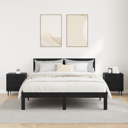 Bedside Cabinet with Drawer 2 pcs Black Oak 40 x 35 x 47.5 cm
