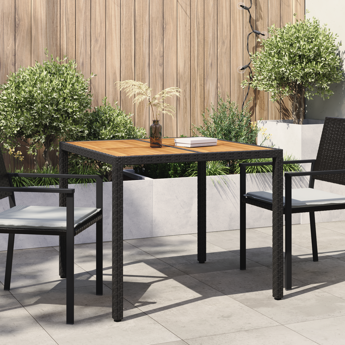 Garden Table Black 90 x 90 x 75 cm Poly Rattan