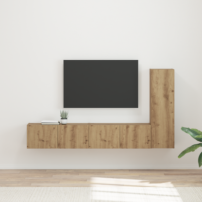 TV Cabinet Set Wall-mounted 3 pcs Artisan Oak Engineered Wood