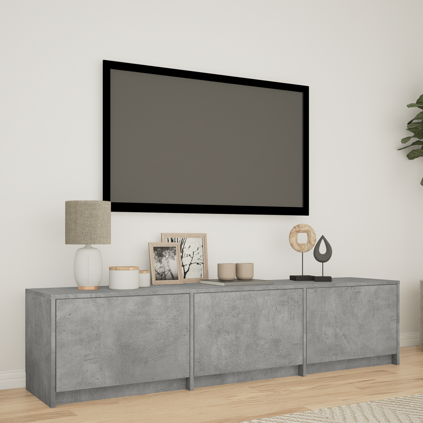 TV Cabinet with LED with LED Concrete Grey 165 x 34 x 40 cm