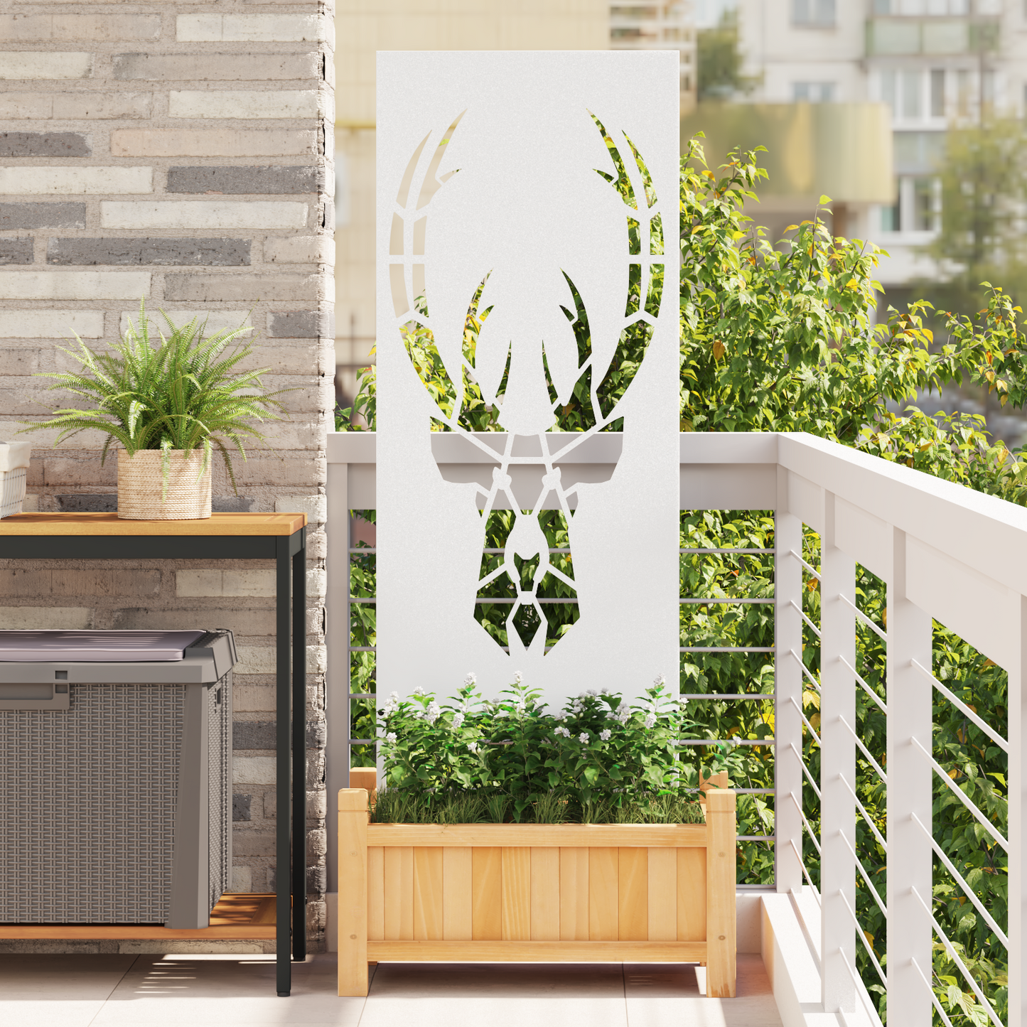 Garden Privacy Screen White 50 x 140 cm Cold-rolled steel