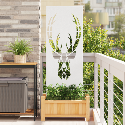 Garden Privacy Screen White 50 x 140 cm Cold-rolled steel