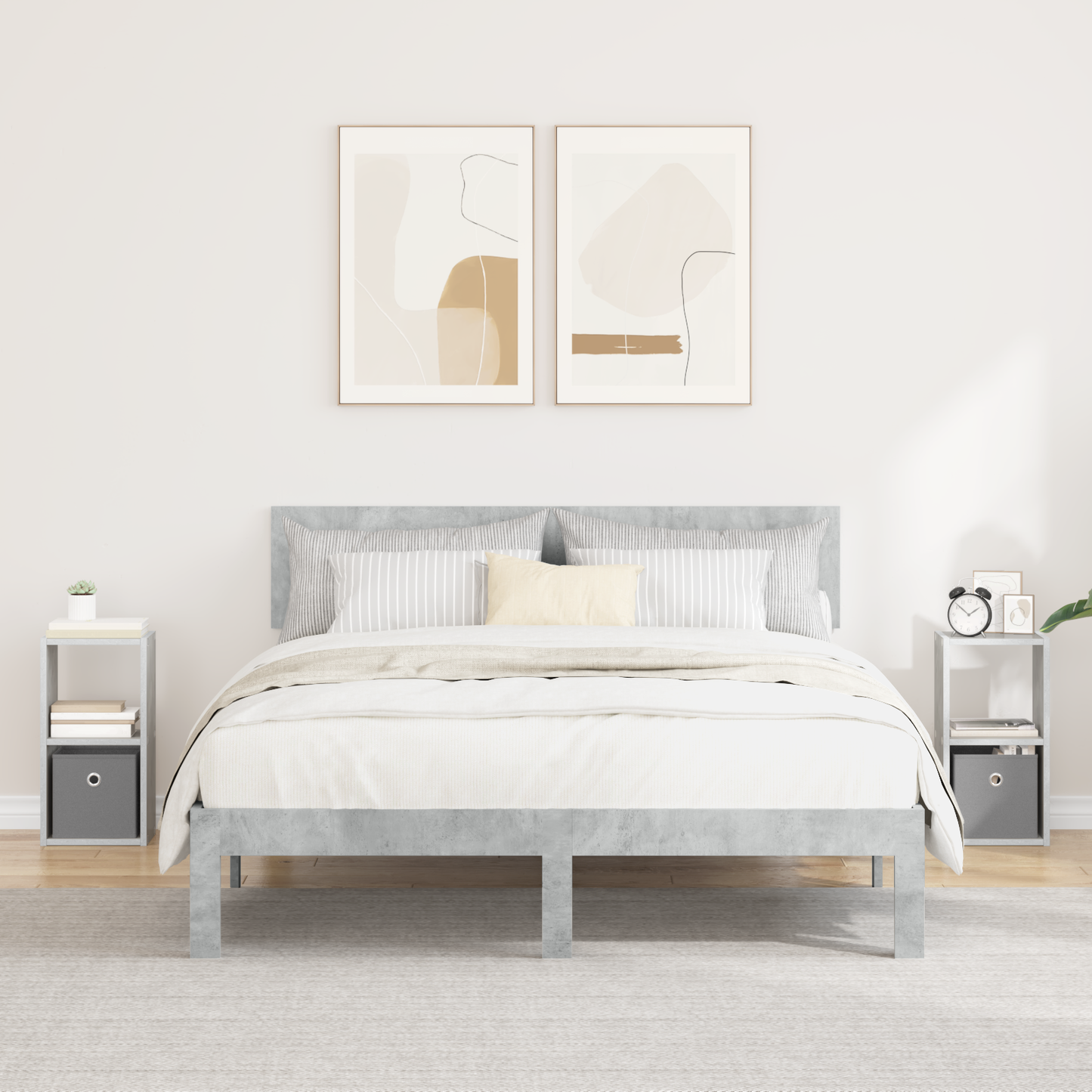 Bedside Table 2 pcs Concrete Grey 25.5 x 22 x 49.5 cm