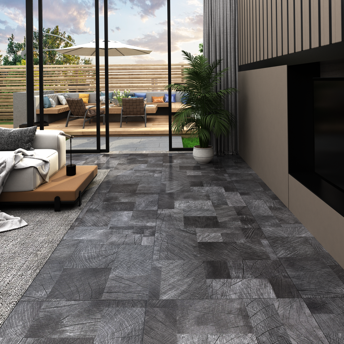 Flooring Planks 5.11 m² 55 pcs PVC Wood structure grey