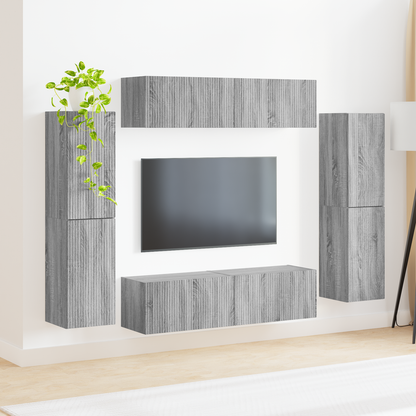 TV Cabinet Set 8 pcs Grey Sonoma Engineered Wood